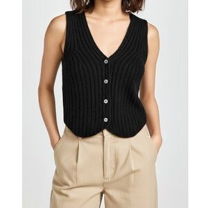 FAVORITE DAUGHTER The Knit Favorite Vest, Wool/Cashmere Black, Small